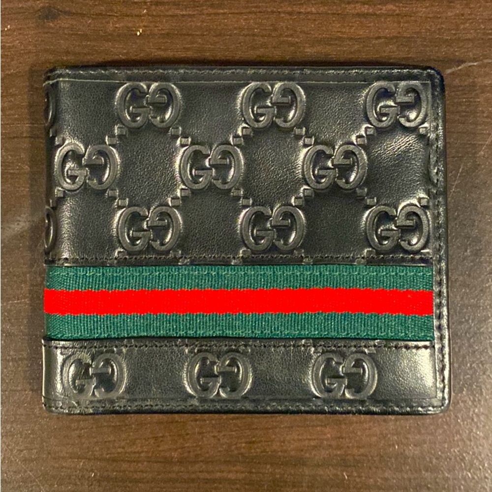 Gucci Bifold Wallet Signature Web Black in Leather